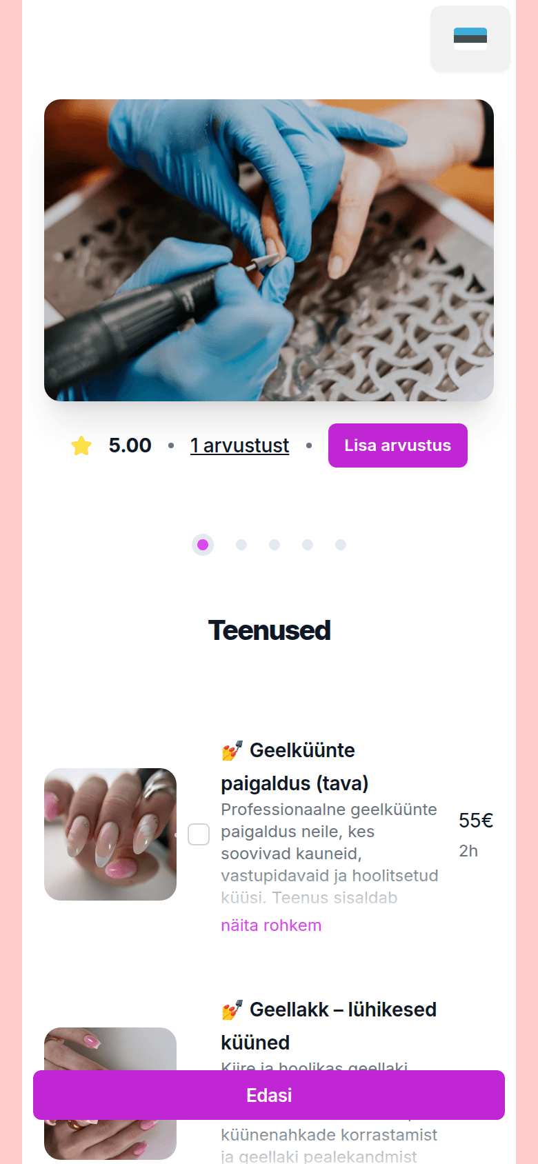 Broneerimisleht kliendi telefonis